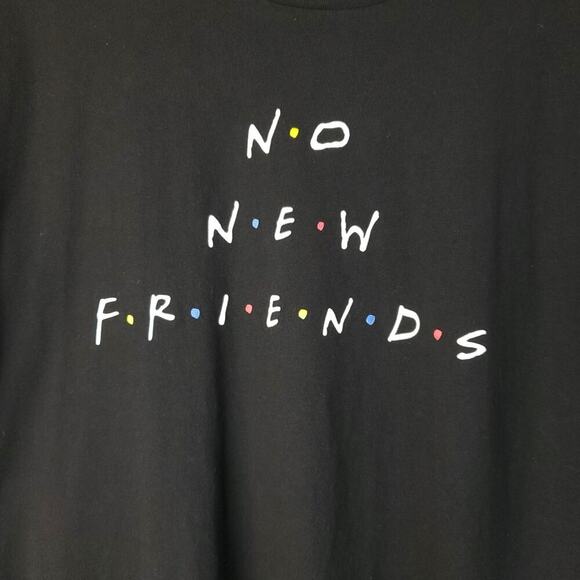 SLC Los Angeles Black Cotton Graphic Tee No New Friends Size M - Picture 2 of 4